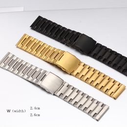 Bekijk banden DZ 2,4 cm 2,6 cm riem zilverzwarte gouden roestvrijstalen heren met grote case armband
