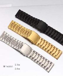 Regardez les bandes DZ 24cm 26cm STRAP Silver Black Gold en acier inoxydable Men039 avec Big Case Bracelet1839606