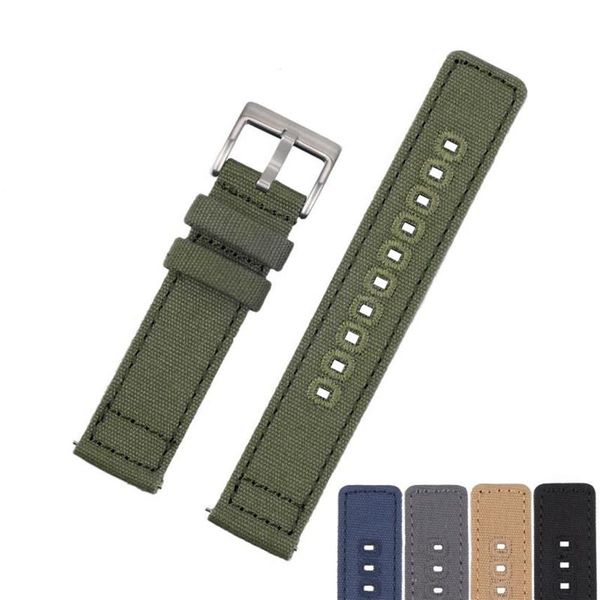 Bracelets de montre Bande de toile en tissu EACHE avec barre à ressort à dégagement rapide Noir Vert Gris Bleu Kaki 20 mm 22 mm 240s