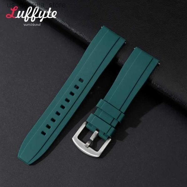 Bandas de reloj Moda Smart Sile Strap 20mm 22mm Bandas de liberación rápida con accesorios de hebilla de acero Banda de goma Y240321