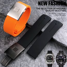 Bracelets de montre adaptés pour Tissot TTOUCH T013 T047 21 mm Bracelet en caoutchouc de silicone souple Noir Orange Sport Bracelet étanche T091 T013420A Outils 230712