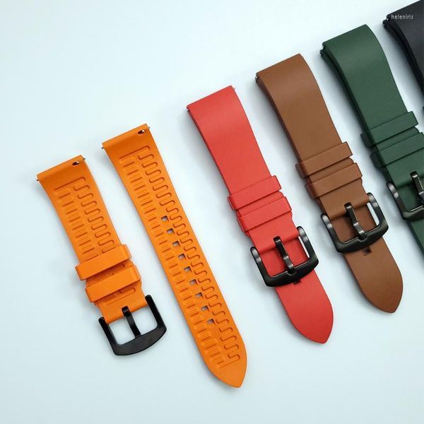 Bracelets de montre en caoutchouc fluoré, fermoir noir, largeur 22mm 20mm, bracelet de montre en Silicone à dégagement rapide pour hommes Hele22