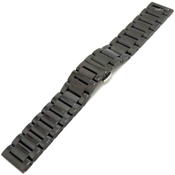 Bracelets de montre Boucle pliante remplacement noir acier inoxydable hommes solide lien Bracelet bracelet bracelet 18mm 20mm 22mm bouton poussoir GD0125