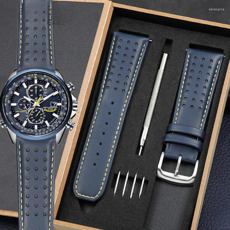 Uhrenarmbänder für Blue Angel der zweiten Generation, echtes Leder, Nadelschnalle, JY8078-52L/01L, ersetzen 23 22 Zubehör