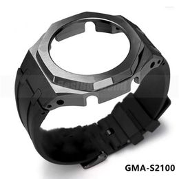 Bekijk banden voor GMAS2100 Mini Mod Kit Metal Bezel Fluor Rubber Strap GMA S2100 Case Band Modificatie Accessorie Hele22