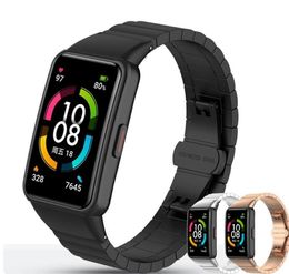 Watch Bands for Huawei Band 6 Honor Strap Bracelet en acier inoxydable Bracelet Metal Watchband avec outil de réglage 7057439