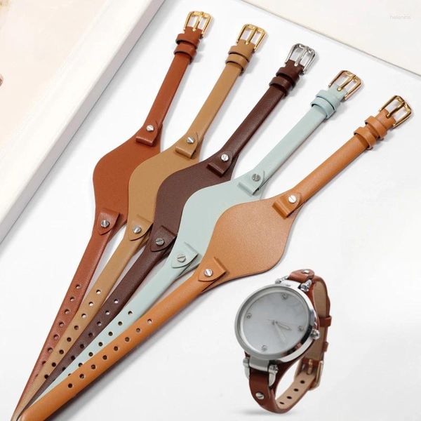 Bracelets de montre pour cuir véritable souple 8mm bracelets de montre Es3077es2830es3262es3060 avec Base de support femmes bracelet à outils multicolore