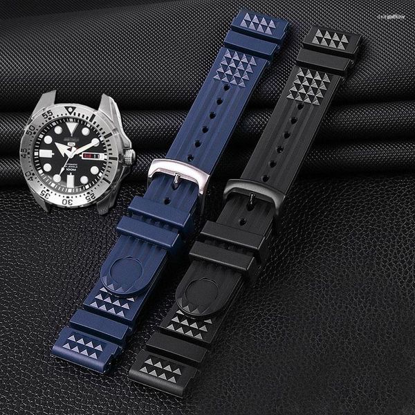 Bracelets de montre pour SRP601J1 eau fantôme en conserve Bracelet de plongée Bracelet étanche hommes Silicone noir bleu Sport 20mm 22mm