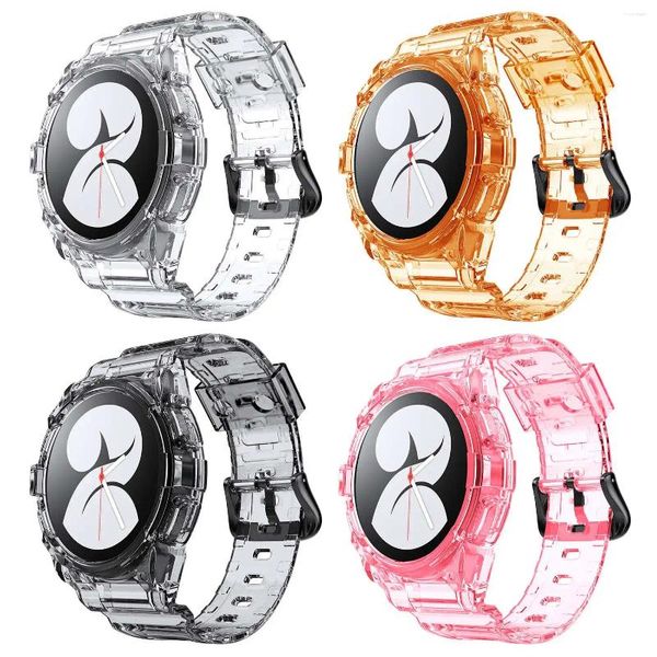Bandes de montre Galaone Transparent One Piece Sangle pour Samsung Galaxy Watch5 40 44mm Bracelet de bande de sport avec étui Watch4 TPU Bracelet