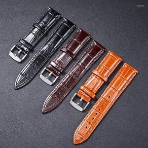 Bracelets de montre Bracelet en cuir véritable 18mm 19mm 20mm 21mm 22mm Alligator Motif en relief Bracelets à bracelet double face