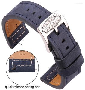 Bekijk bands echte lederen bandarmband 20 mm 22 mm zwart blauw grijs bruin dames mannen cowhide horlogebands riem accessoires5049284