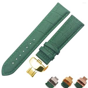 Bracelets de montre Bracelet en cuir véritable Bracelet de montre fait à la main 12mm -24mm bande couleur verte bracelet montres-bracelets en gros