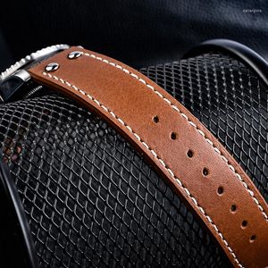Bracelets de montre Bracelet en cuir véritable 20mm 22mm Bracelet de remplacement pour hommes femmes mode Rivet noir marron accessoires