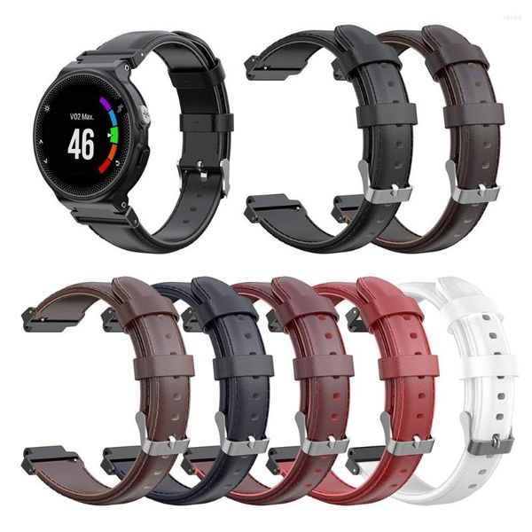 Correas de reloj Correa de cuero genuino para Garmin Forerunner 235/220/230/620/630/735XT/Approach S20 S5 S6 Correa de reloj pulsera deportiva Correa