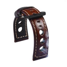 Bracelets de montre bracelet en cuir véritable Vintage marron noir 20mm 22mm 24mm ceinture pour homme trois trous bande souple respirante