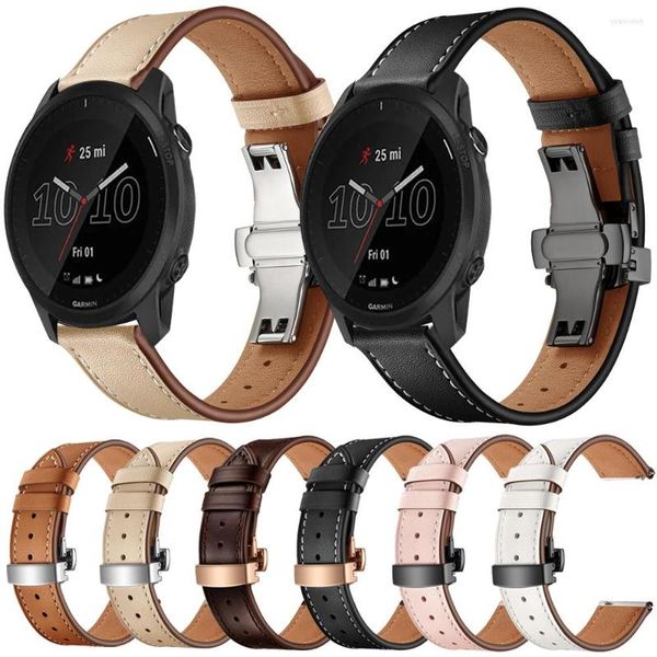 Correas de reloj correas de cuero genuino para Garmin Vivoactive 4 45mm 3/Venu 2/GarminMove 3 Band Forerunner 245 645 pulsera