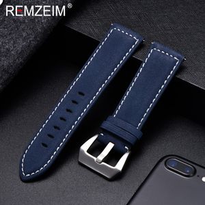 Bekijk bands echte lederen horlogeband armband zwart blauwbruine vintage matte riem voor dames mannen 18 mm 20 mm 22 mm 24 mm polsband 230821