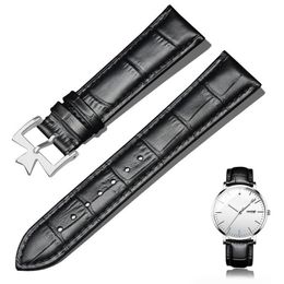 Kijkbanden lederen horlogeband voor VC 4600E / 000A-B487 Serie Horloges Riemen 18 19 20 21 22mm Zwart Blauw Bruin Cow Pin Gesp