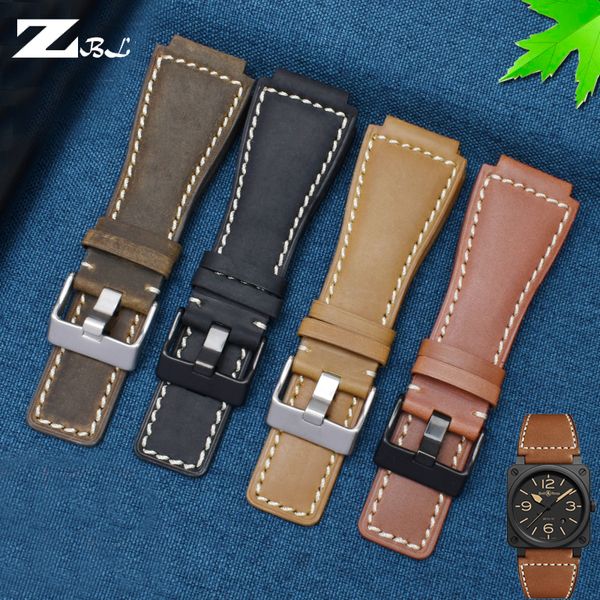 Correas de reloj Correas de reloj de cuero genuino Pulsera de hombre para Bell Ross B R BR-01 y BR-03 Correa Correa de muñeca de alta calidad Pulsera Herramienta 230728