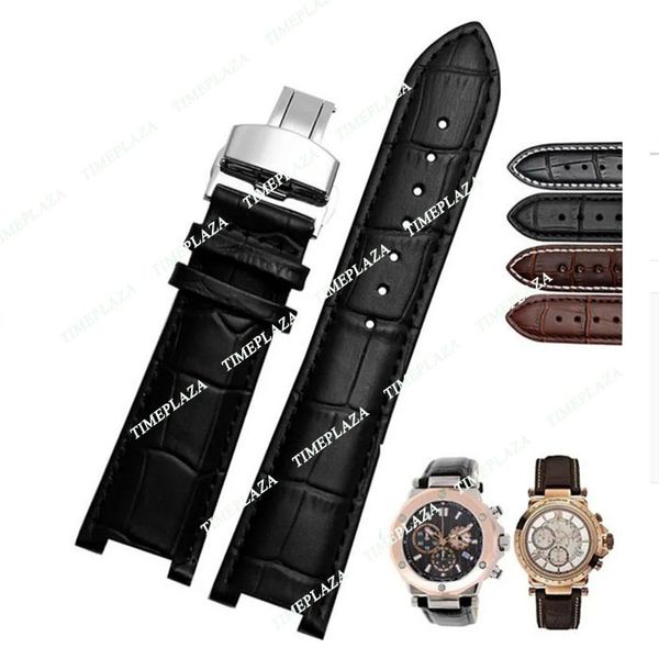 Bands de monotage en cuir Gnuine pour le bracelet GC 22 * 13 mm 20 * STRAPE NOTCHÉE 11 mm avec bande de boucle papillon en acier inoxydable