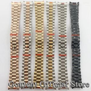 Watch Bands Gount 20 mm Solid Curbe End Vis Links Déploiement Coup de bracelet en acier inoxydable Bracelet Président STRAP