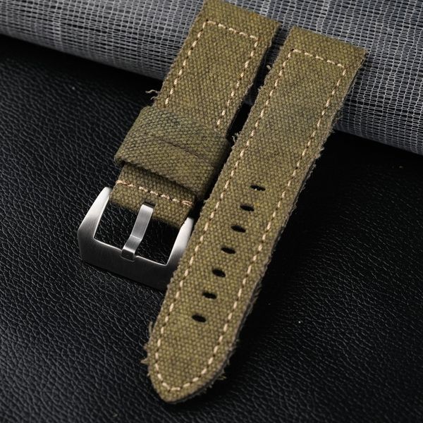 Bracelets de montres Bracelet en cuir de toile fait à la main 20 22 24 26MM bracelet de montre militaire pour hommes de style vintage adapté aux montres en bronze 230821