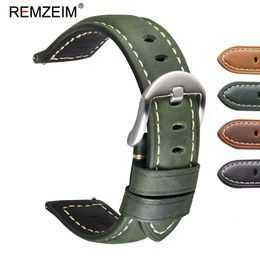 Mira bandas Handmade Cowhide Watch Band 20 22 24 26 mm Men Women 4 Colors Crazy Horse Genuine Leather Store Banding Accesorios 230814