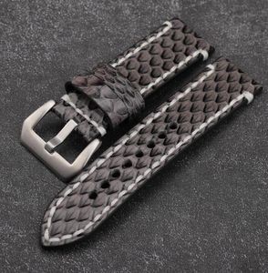 Watchbanden Handmade grijze python lederen band 20 22 24 26 mm compatibel met PAM111 441 MEN039S Bracelet7360418