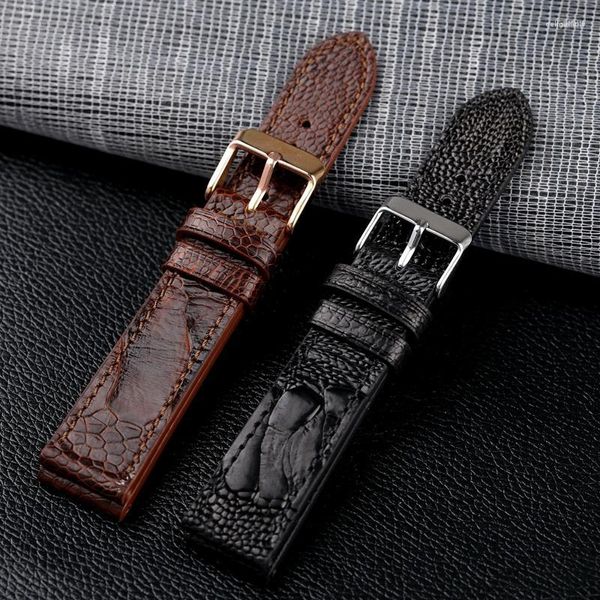 Bracelets de montre Bracelet de montre en cuir de pied d'autruche fait à la main 18 19 20 21 22MM Bracelet haut de gamme de style vintage marron noir