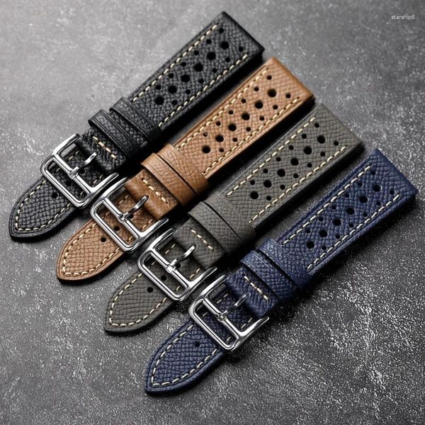 Bands de montre à la main First Grain First Caler Cow Hide Cuir Watch Band 18 19 20 21 22 mm Brown Brown Men Green Généhe