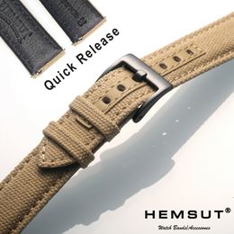 Bandas de reloj Hemsut Canvas Material premium Liberación rápida Correas de nailon de calidad negra Hebilla de acero 18 mm 20 mm 22 mm 24 mm 230825
