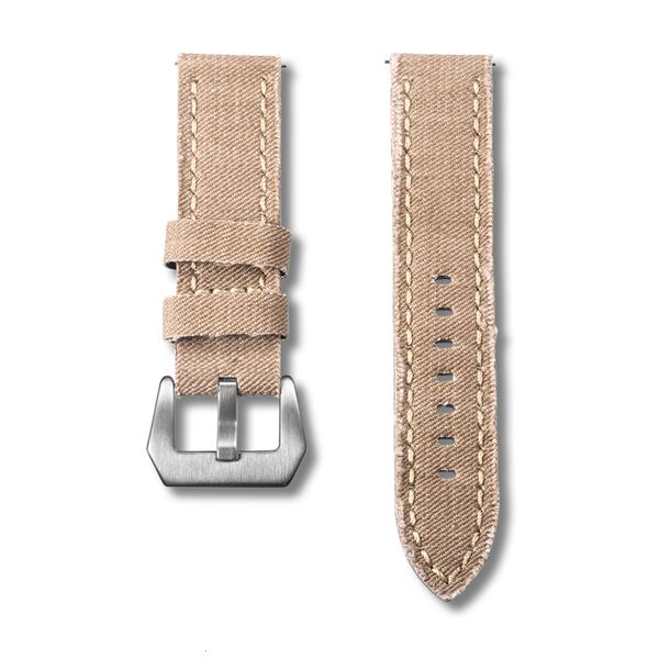 Bracelets de montre Hemsut Toile Quick Release Premium Denim KHAKI Deux pièces Sangles Boucle en acier mat 20 mm 22 mm 24 mm 230825