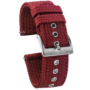 Bracelets de montre Hemsut toile rouge sangles en nylon de qualité à dégagement rapide et boucle brossée robuste 18mm 20mm 22mm 24mm 230825