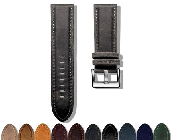Bandas de reloj Hemsut Genuine Leather Watch Bands Bracelet Releeración rápida Correa de reloj de reemplazo de ternero Dark Grey For Women Men 18 20mm7172085