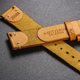 Horlogebanden HEMSUT leer voor mannen Italiaanse Buttero handgemaakte riem Quick Release Vintage vervanging Wrap van 18mm 20mm 22mm