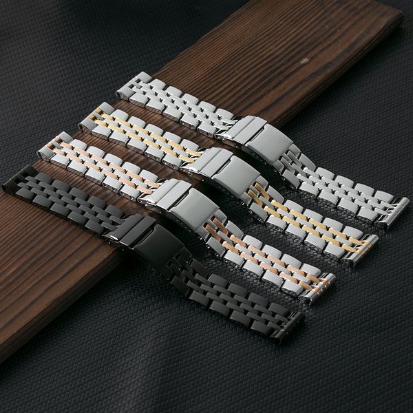 Bracelets de montres Heritage Watch Band Bracelet de montre en acier inoxydable 316L pour bracelet de montre Breitling avec boucle déployante 22 mm Silver OEM Tool 230411