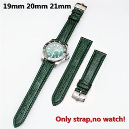 Bracelets de montre de haute qualité 19mm 20mm 21mm bracelet de montre en cuir véritable boucle à boucle bracelet en lézard vert pour RX sous-marin Er Day-date284Z