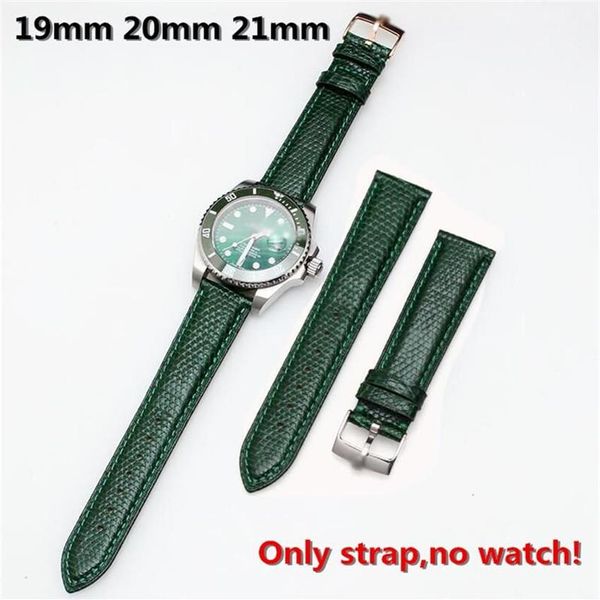 Bracelets de montre de haute qualité 19mm 20mm 21mm bracelet de montre en cuir véritable boucle de lézard vert bracelet pour RX sous-marin Er Day-date292R