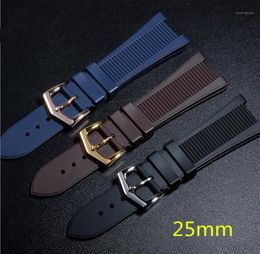 Bekijkbanden Hoge kwaliteit 25 mm Blue Sillicone Rubber Watchband Concaved Mouth Strappin Clasp -logo voor Phili 5712G 7010G Watch19627835