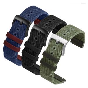 Bandas de reloj Correa de lona de alta calidad Pulsera de cuero para hombres y mujeres 20 mm Negro Azul Adecuado para Tianmeishi T49905 Tw4b14000