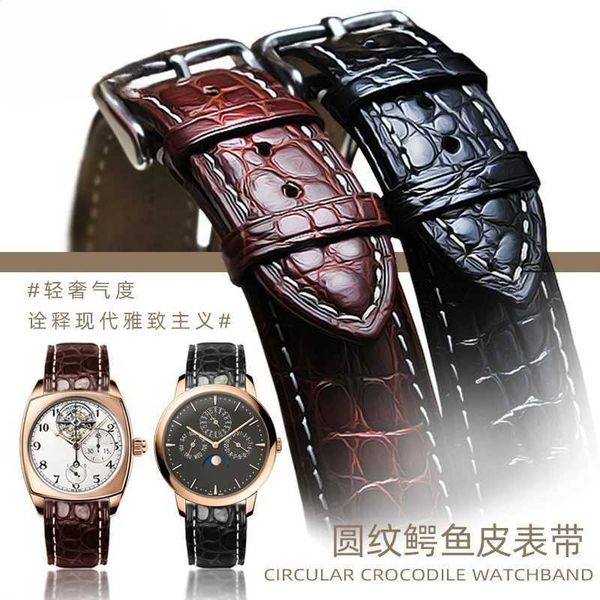 Bands de montre de haute qualité Courteille de crocodile STRAPE MONTRE MONTRE VÉLICATION CUIR GÉLIGNE 18 mm 20 mm 22 mm 23 mm Boucle en acier inoxydable Q240430