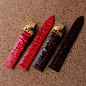 Correas de reloj correas de cuero genuino de alta calidad 14mm 16mm 18mm 20mm 22mm negro marrón rojo azul correa de reloj para hombres accesorios Hele22