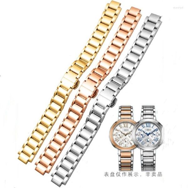 Bracelets de montre Bracelet de montre en acier inoxydable à bouche convexe de haute qualité 16 10mm argent or liens solides Bracelet adapté pour Fiyta LA8402