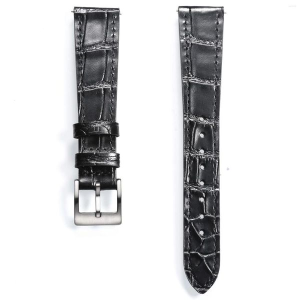 Bracelets de montre en cuir de haute qualité en alligator noir à dégagement rapide en relief remplacer le bracelet de montre 18mm 19mm 20mm 21mm 22mm