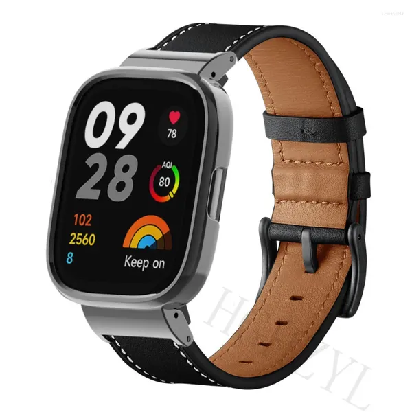 Bandas de reloj Correa de cuero de alta calidad para Xiaomi Mi Lite Pulsera Redmi 2 3 Caja de metal Protector Cubierta Marco de parachoques