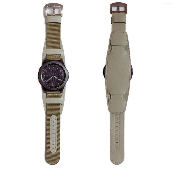 Correas de reloj de alta calidad militar ejército Nylon tela de cuero correa de muñeca 18mm 20mm 22mm 24mm marrón negro verde deporte hombres mujeres