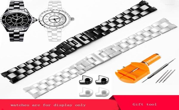 Watch Bands High Quality Pearl Cerra Watch Band 16 mm 19 mm Blanc Blanc Blanc pour J12 Femme et masculine Gift Toolwa5457961