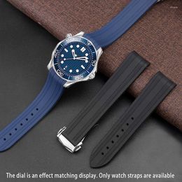 Bracelets de montres Bracelet en caoutchouc de haute qualité 20mm pour O-mega 300 Bracelet de montre Boucle déployante Extrémité incurvée Montres-bracelets Ceinture