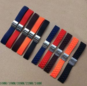 Bands de montre Bandoue en caoutchouc de haute qualité Diving Silicone Watch Bands 16 mm 18 mm 20 mm 22 mm 24 mm Men d'étanchéité Bracelet 2103937