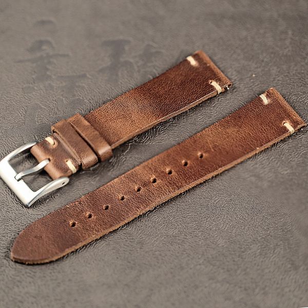 Horween US Chromexcel Bracelet de montre en cuir Emballage souple naturel Bracelet de montre en cuir fait à la main 18mm 20mm 22mm 230410